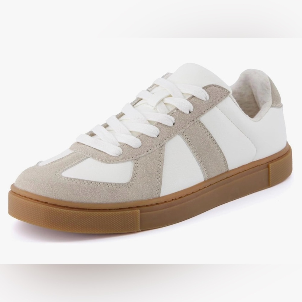 Cushionaire Bailey Retro Sneakers White Gray Gum Sole 8W Wide EUC